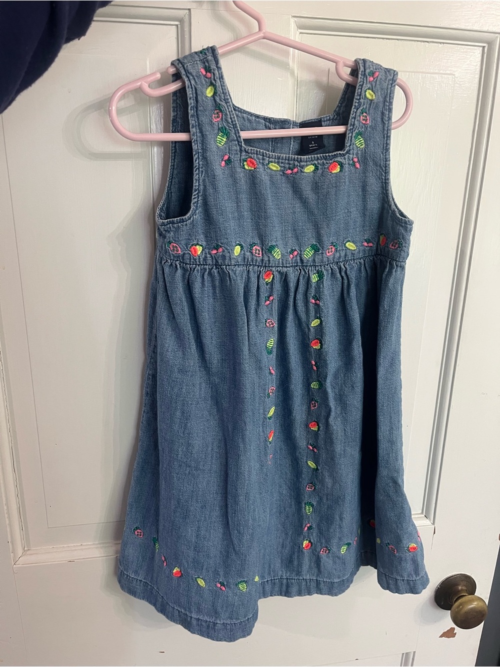 GAP chambray Denim Sundress with Neon Fruit Embroidery